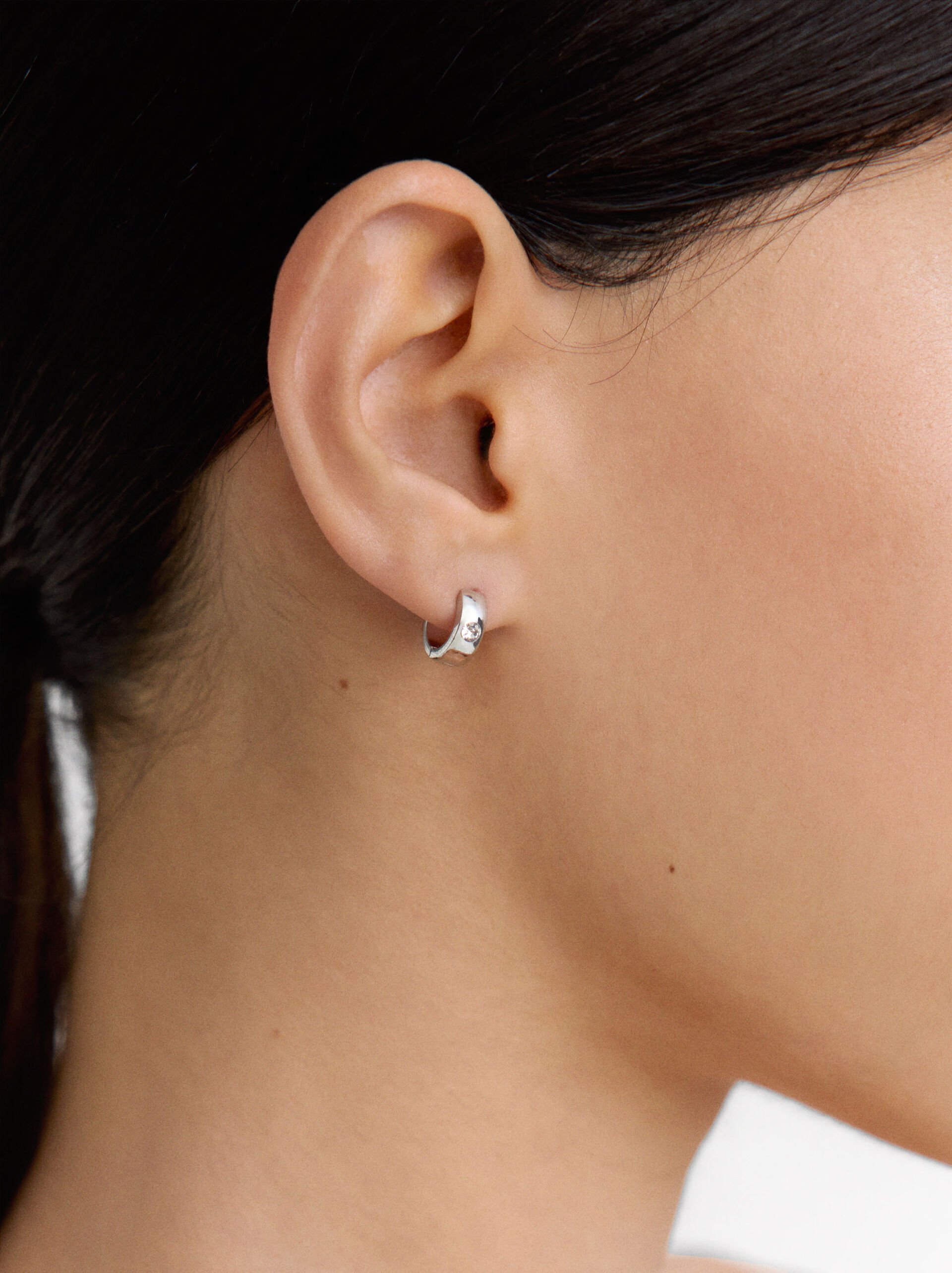 Earrings with crystals - stainless steel image number 1.0