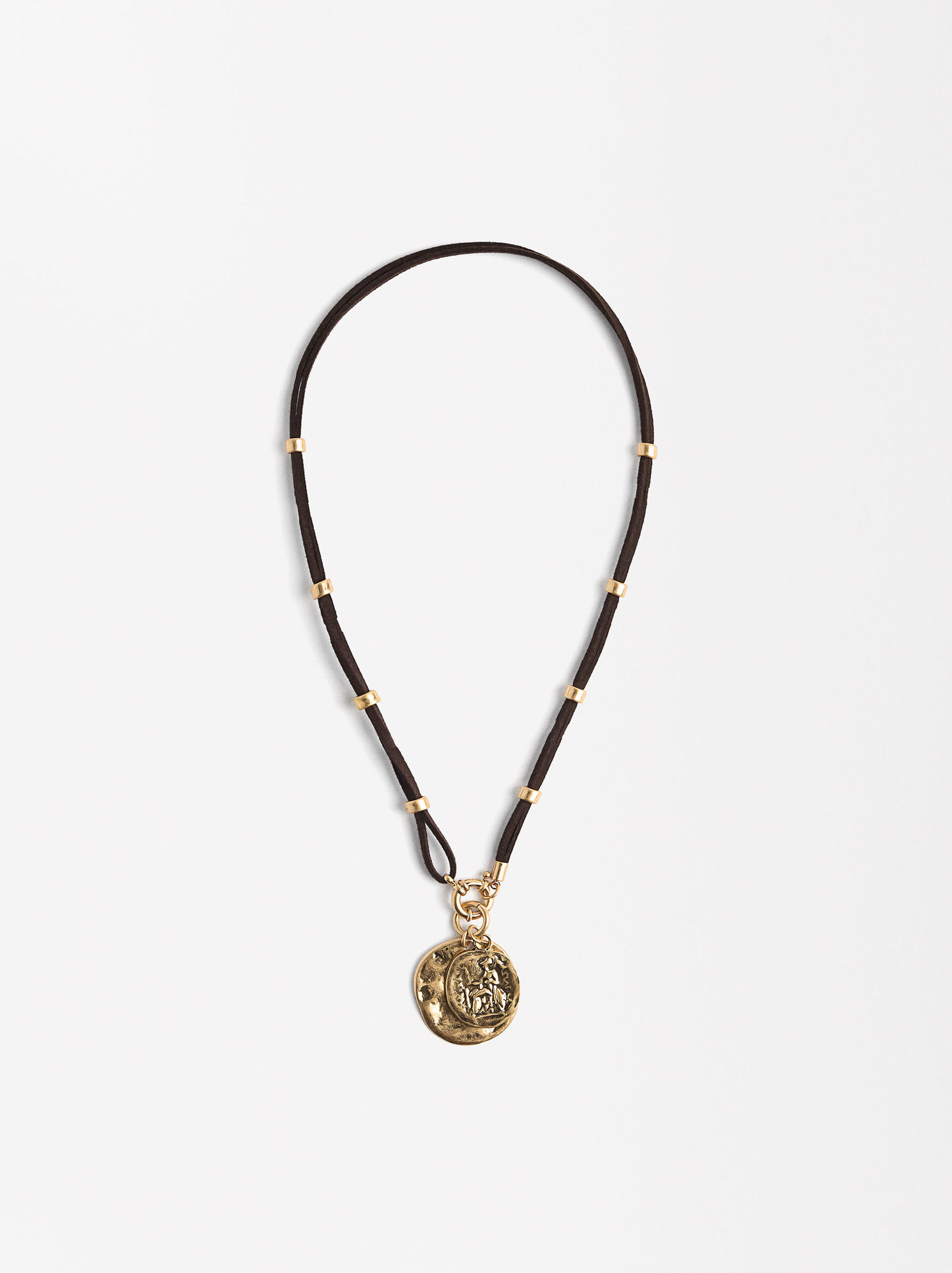 Collana in pelle con medaglie image number 0.0