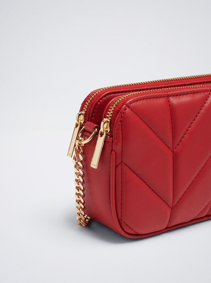 Crossbody Bag With Chain, Red, hi-res