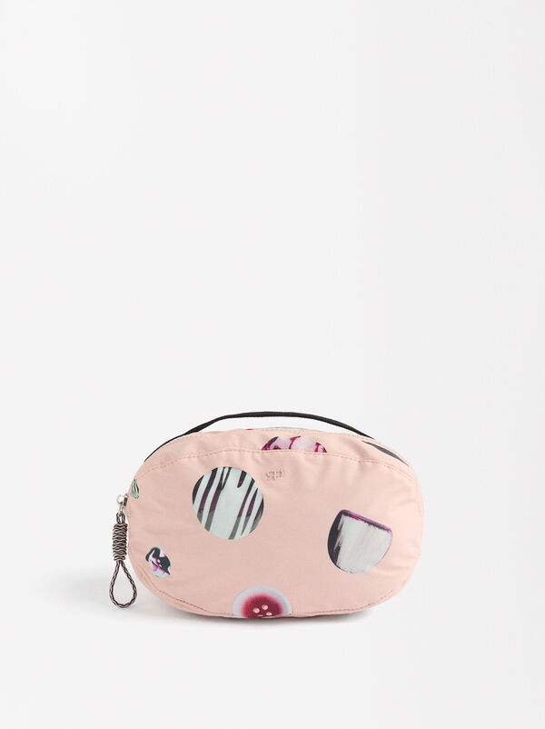 Printed nylon cosmetic bag