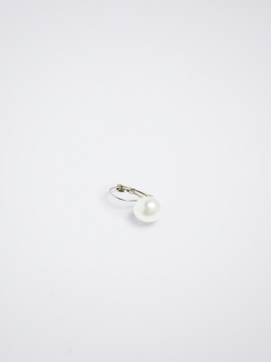 Silver Earrings With Pearls, Beige, hi-res