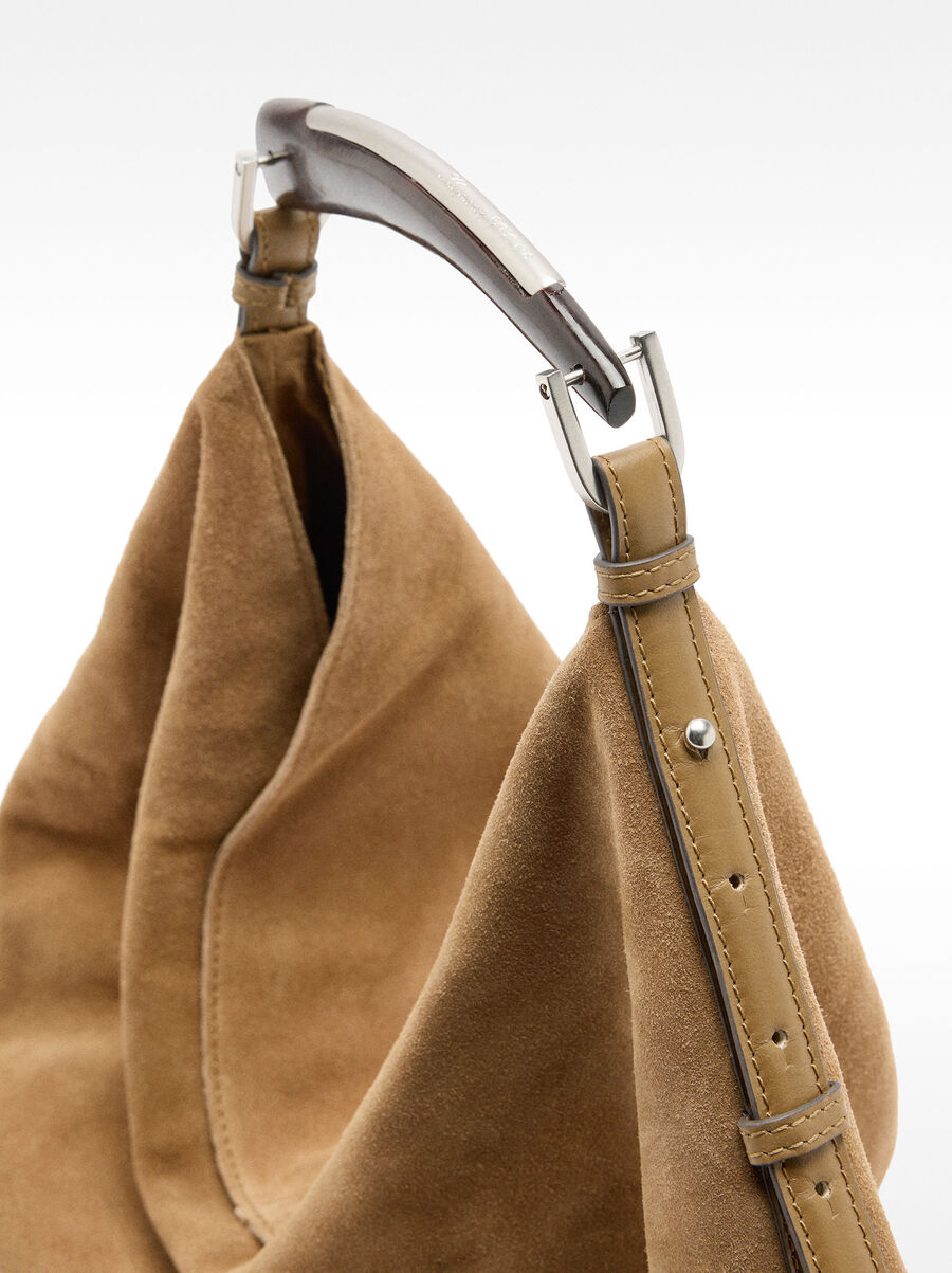 Suede leather shoulder bag
