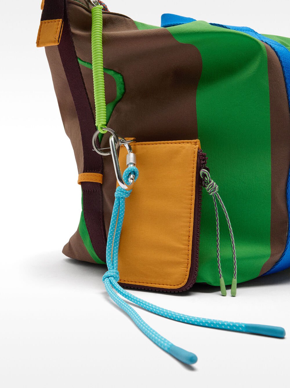 Striped nylon weekend bag