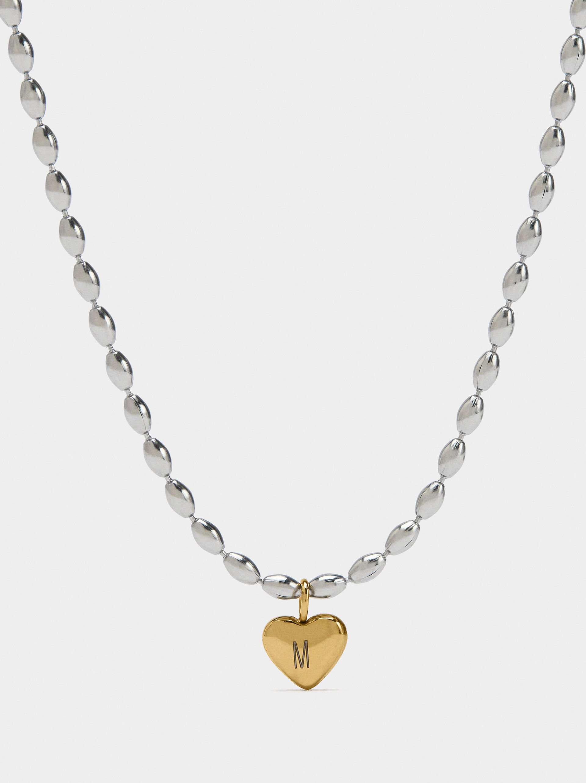 Bicolor necklace with heart pendant - stainless steel image number 1.0