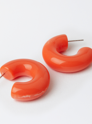 Online Exclusive - Boucles D'Oreilles Longues Perles Fantaisie, Orange, hi-res