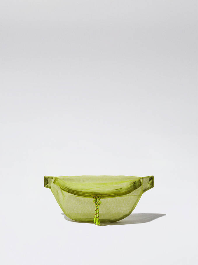 Mesh Fabric Bum Bag, Green, hi-res