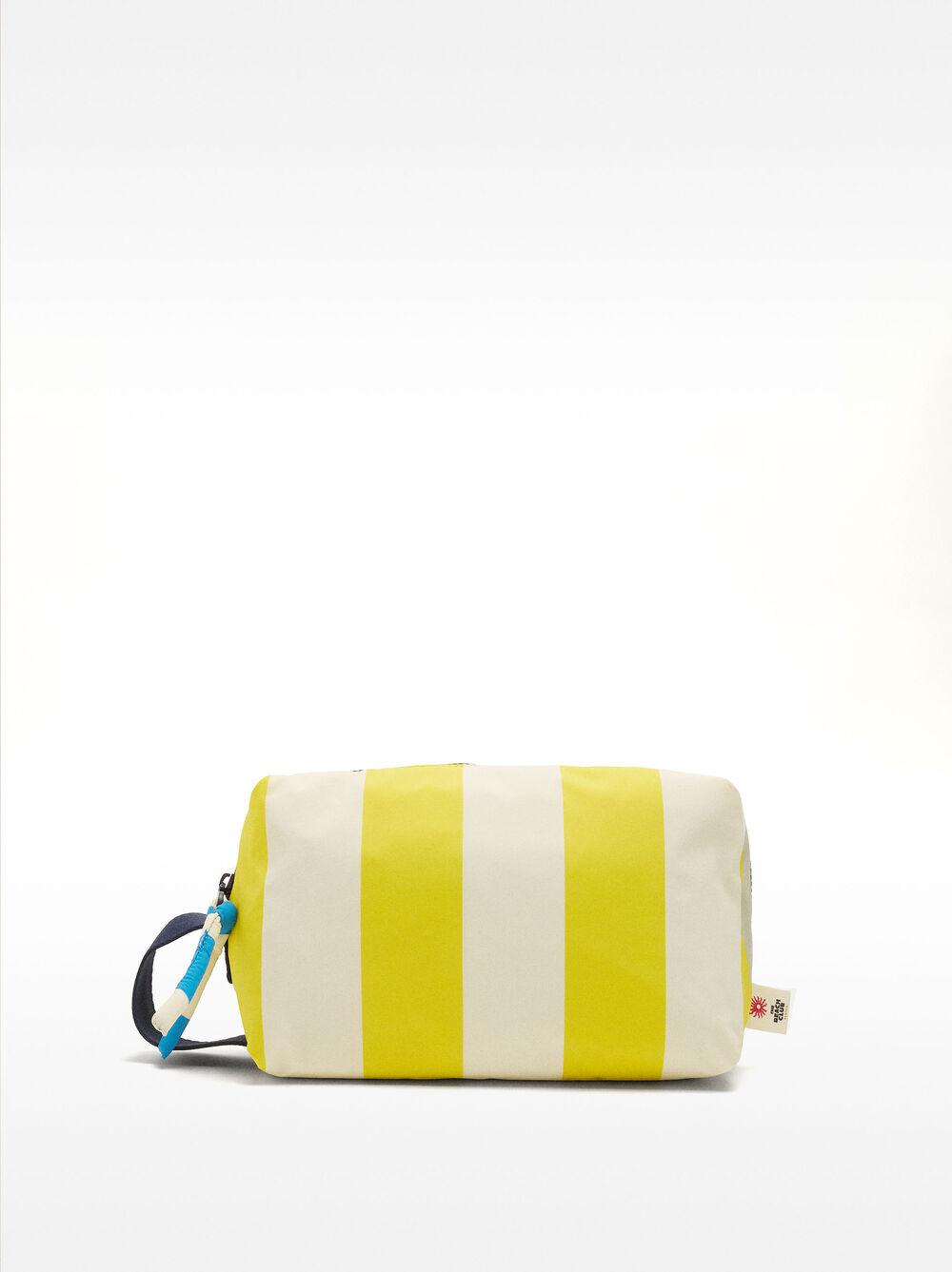 Striped nylon toiletry bag