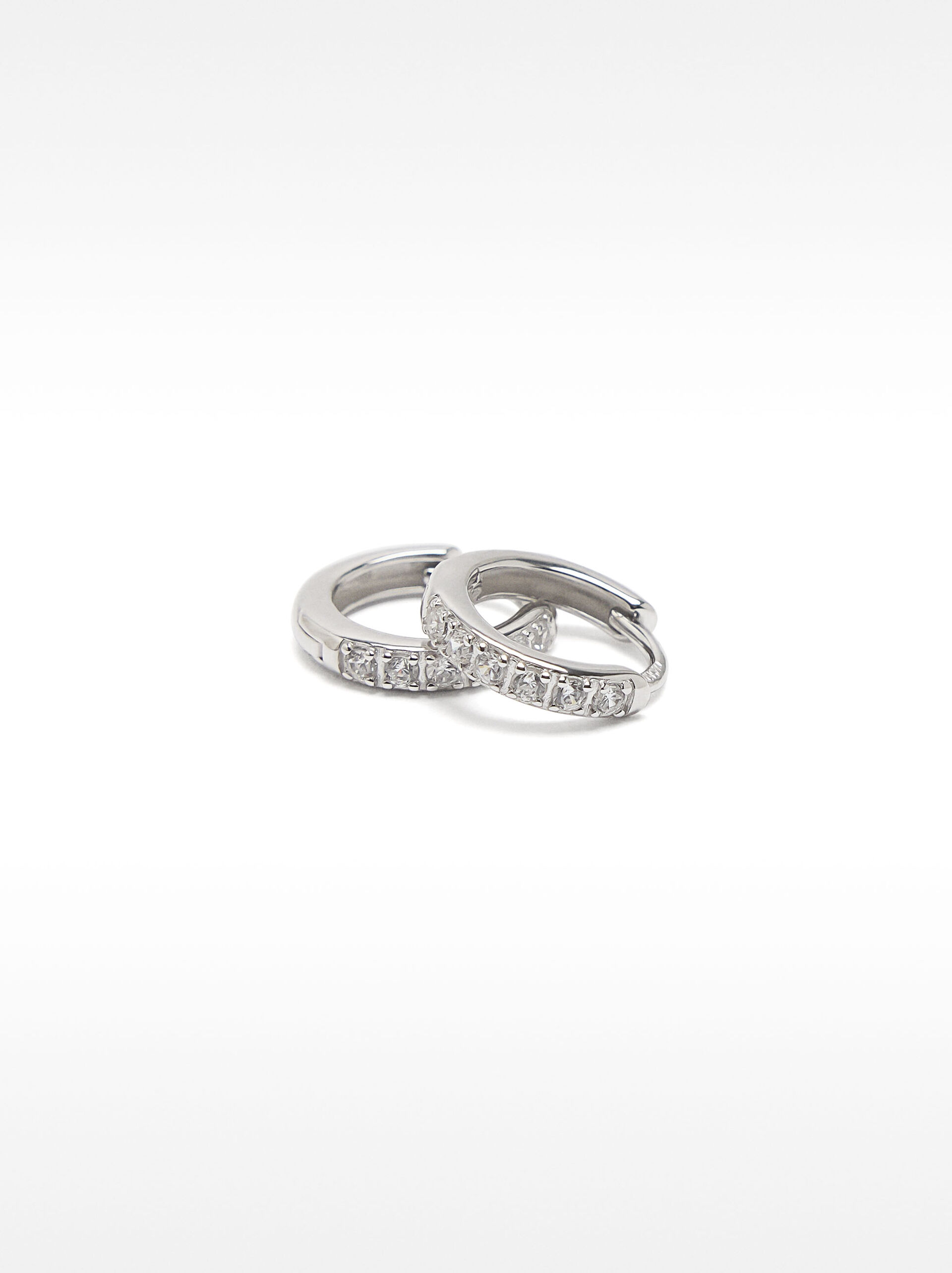 929 SILVER PERSONALISED HOOP EARRINGS WITH ZIRCONIAS image number 2.0