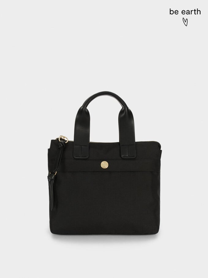 Nylon Shopper Bag, Black, hi-res