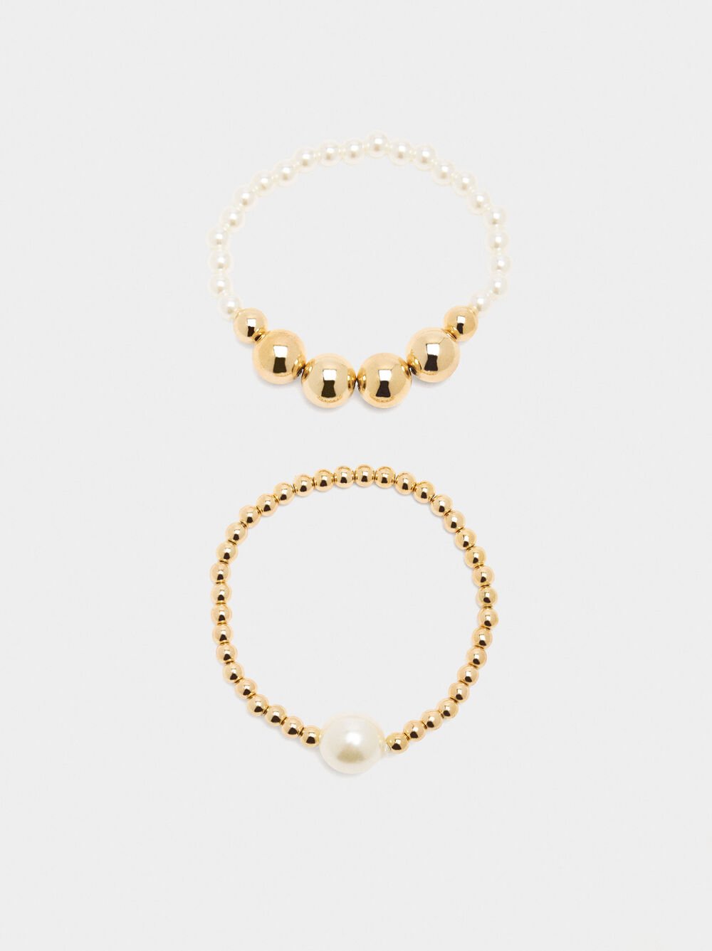 Set of elastic bracelets with pearls