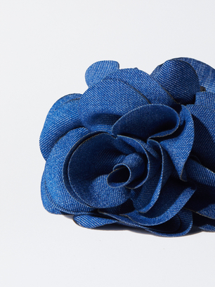 Haarklammer Mit Blumenmuster, Blau, hi-res