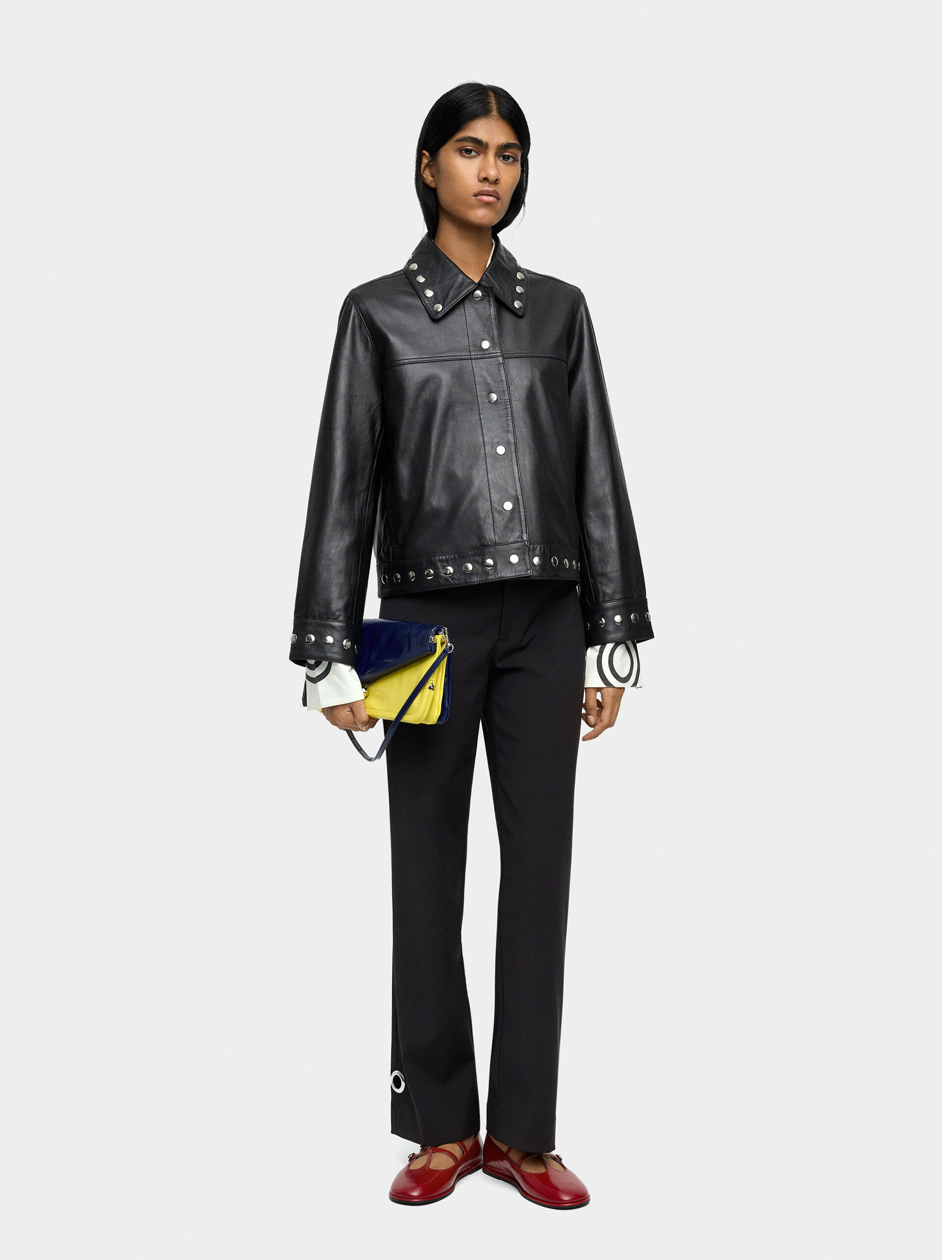 Leather jacket with studs image number 0.0