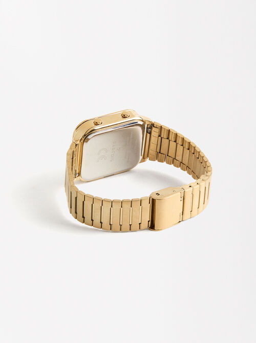 Digital watch with interchangeable straps
