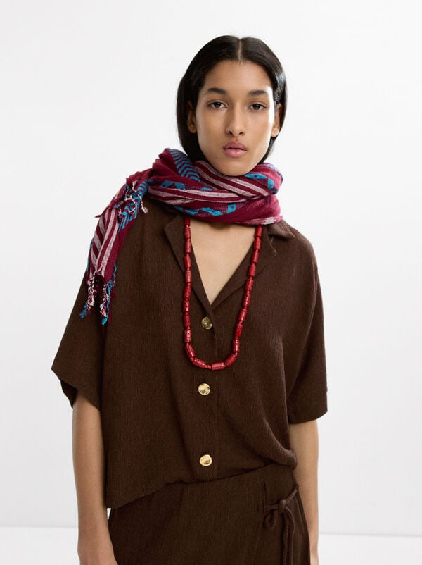 Scarf with printed cotton