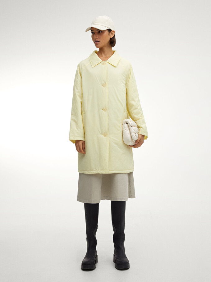 Nylon Coat With Pockets, Yellow, hi-res