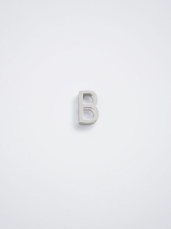 Letter B Stainless Steel Charm, Silver, hi-res