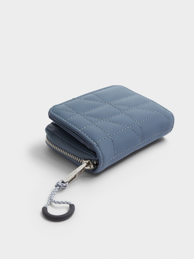 Combined Wallet With Top Stitching, Blue, hi-res
