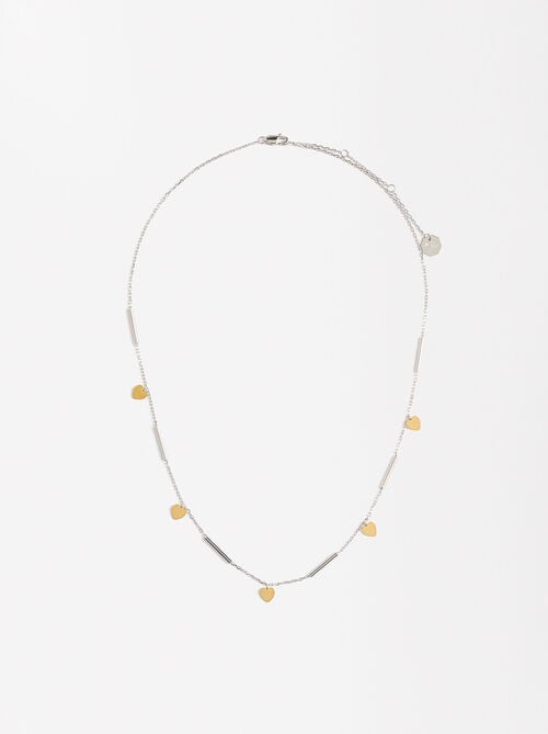 Collana bicolore con cuori - argento sterlingo 925