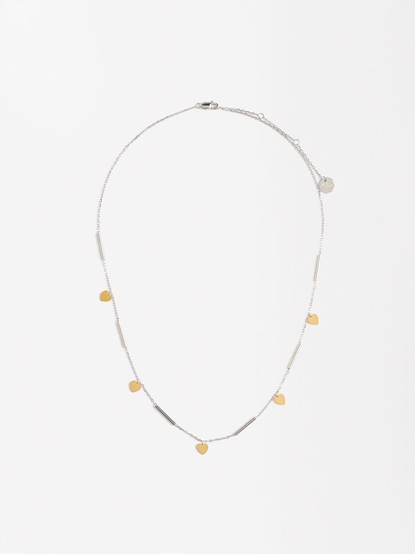 Bicolor necklace with hearts - 925 sterling silver