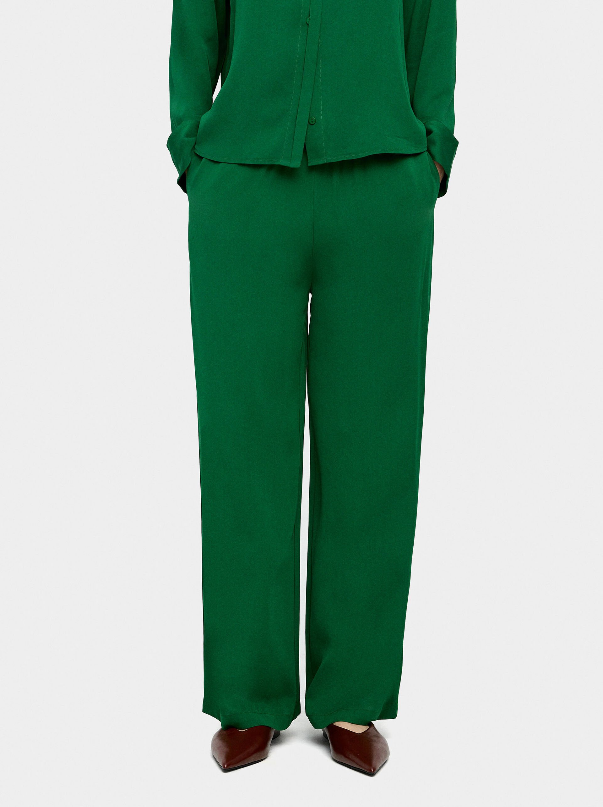 Loose-fitting trousers with elastic waistband image number 1.0