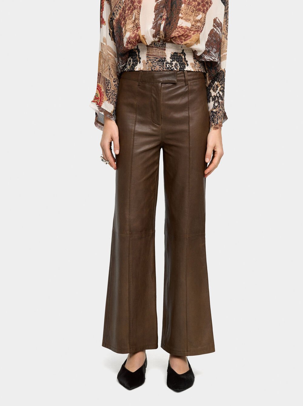 Flare leather trousers