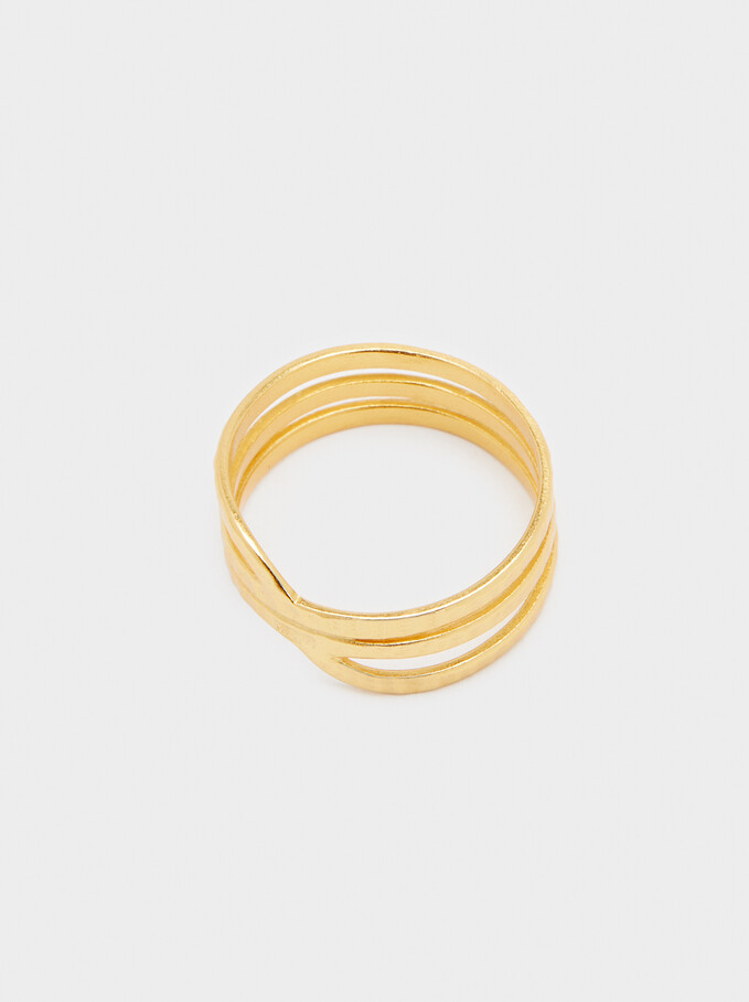 Asymmetrical 925 Silver Ring, Golden, hi-res