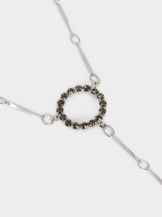 Long Necklace With Crystal, Silver, hi-res