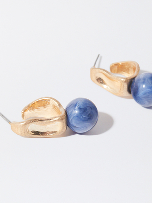 Boucles D'Oreilles Longues Perles Fantaisie, Bleu Foncé, hi-res