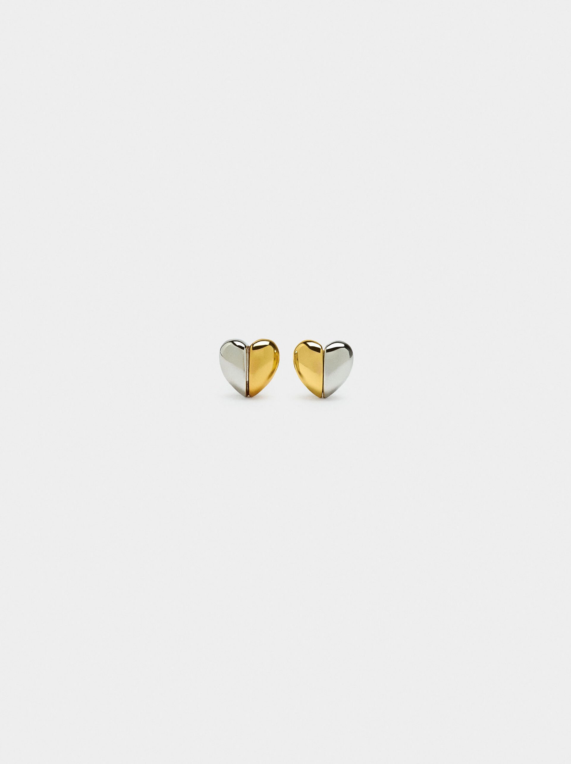 Bicolor heart earrings – 925 sterling silver image number 0.0