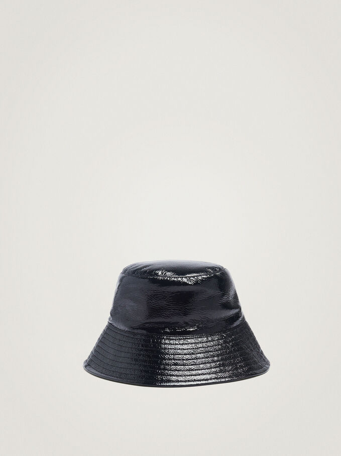 Cappellino Bucket Impermeabile In Vernice, Nero, hi-res