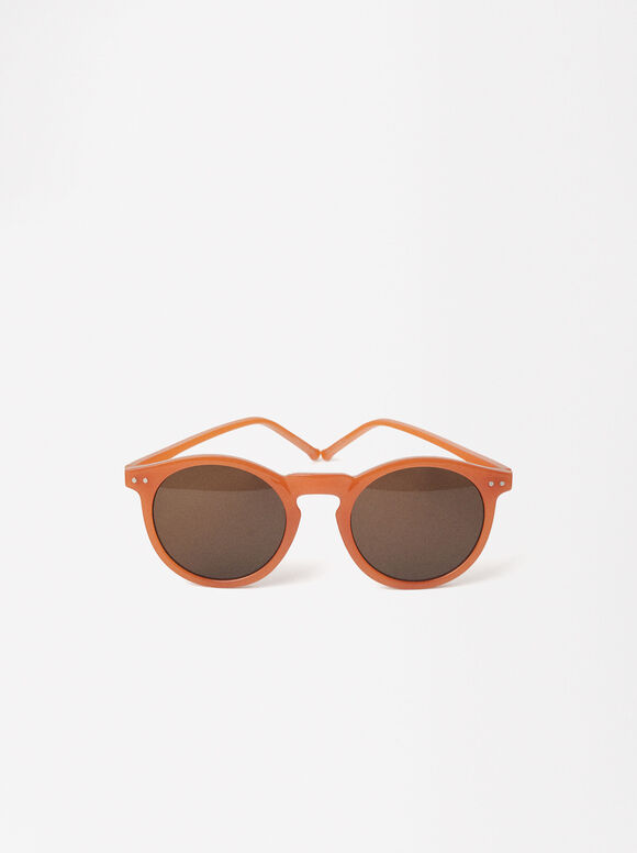 Round Sunglasses , Orange, hi-res