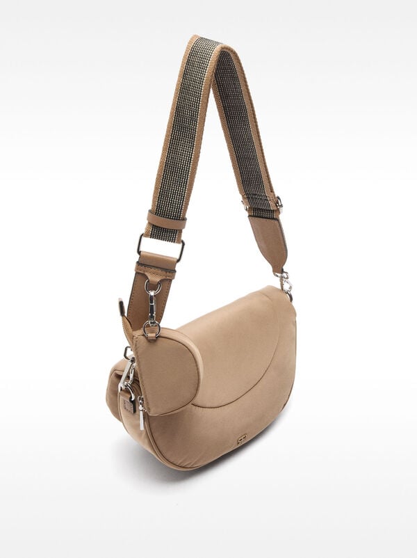 Nylon crossbody bag with charm