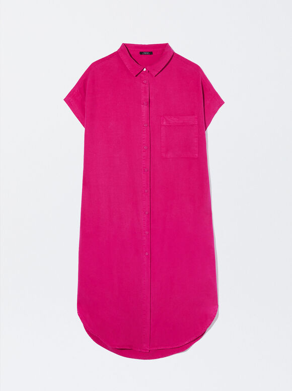Robe Chemisier Lyocell, Fuchsia, hi-res