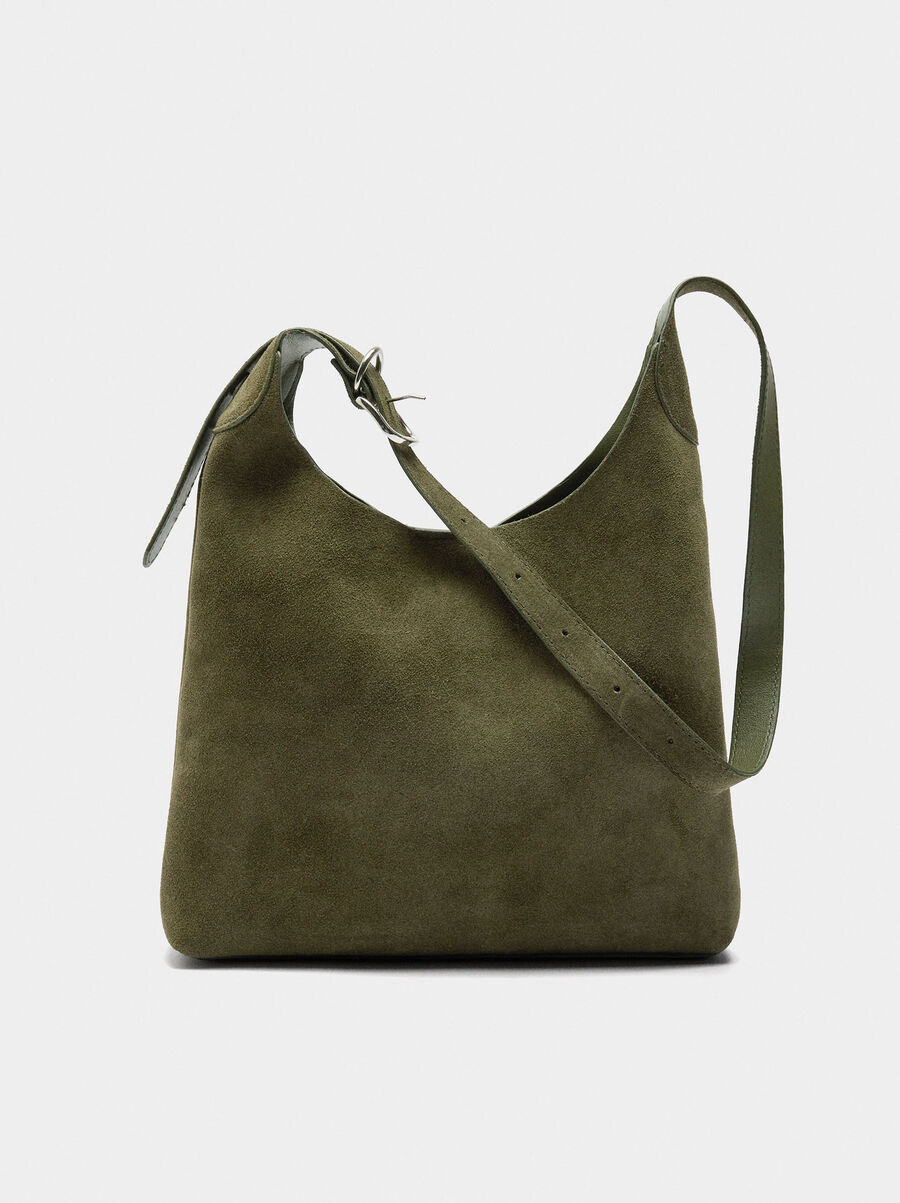 Suede leather shoulder bag