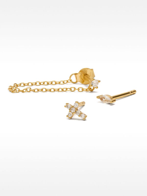 Earring set with zirconia and chain – 925 sterling silver