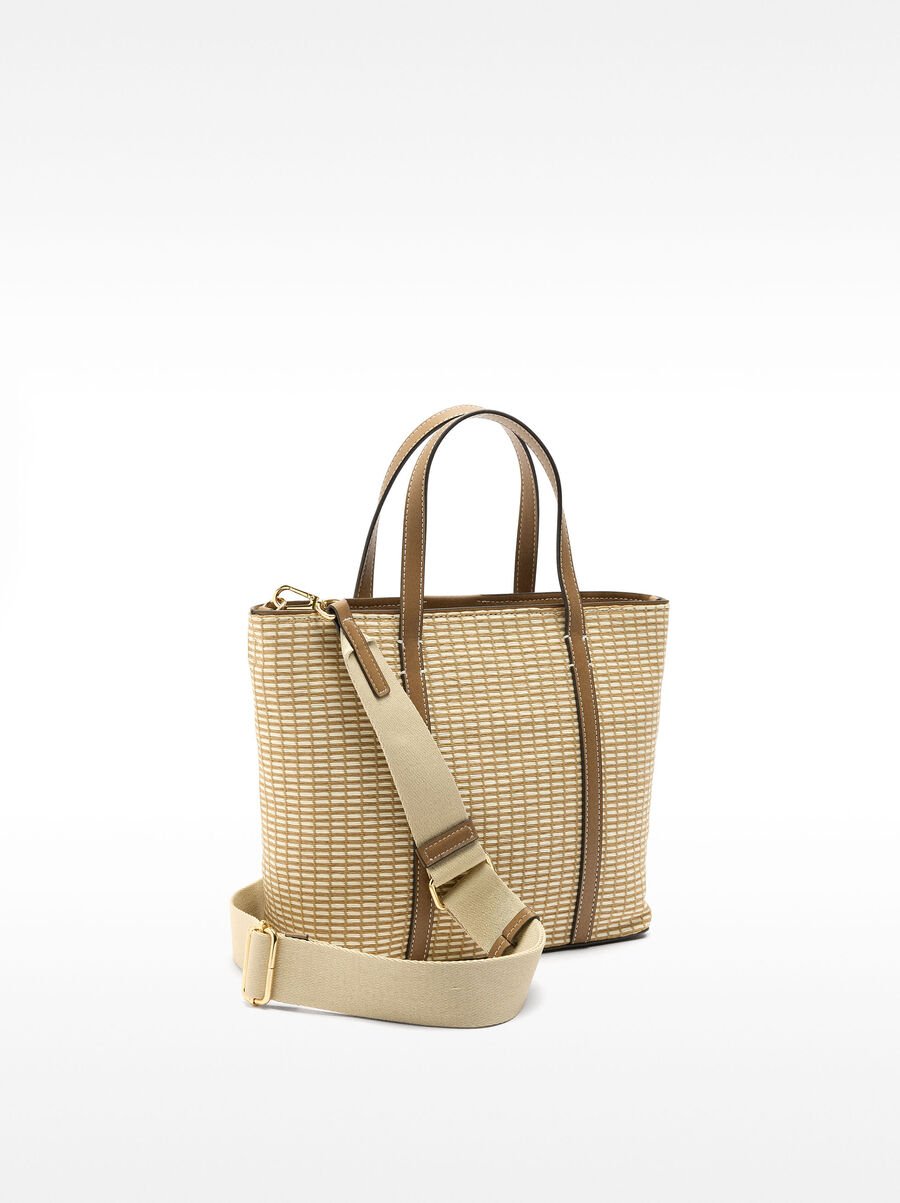 Striped straw effect tote bag