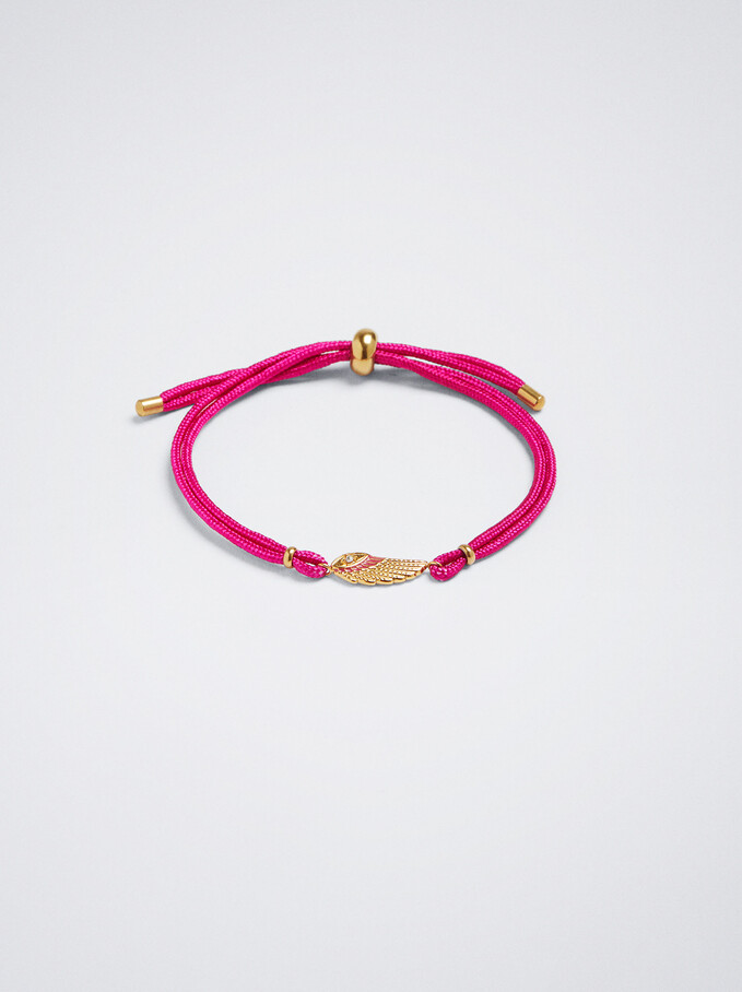 Stainless Steel Bracelet With Charm, Fuchsia, hi-res