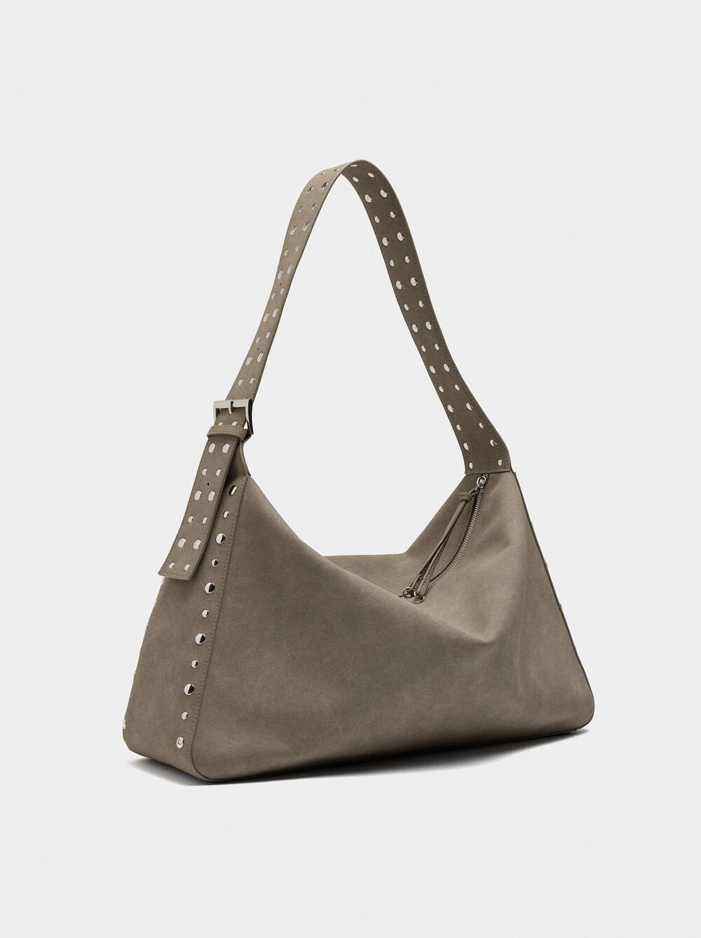 Leather-effect handbag with studs