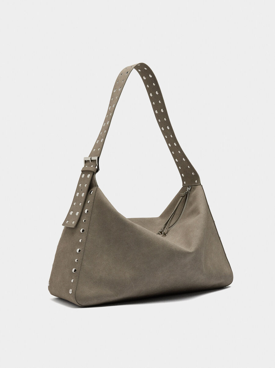 Leather-effect handbag with studs