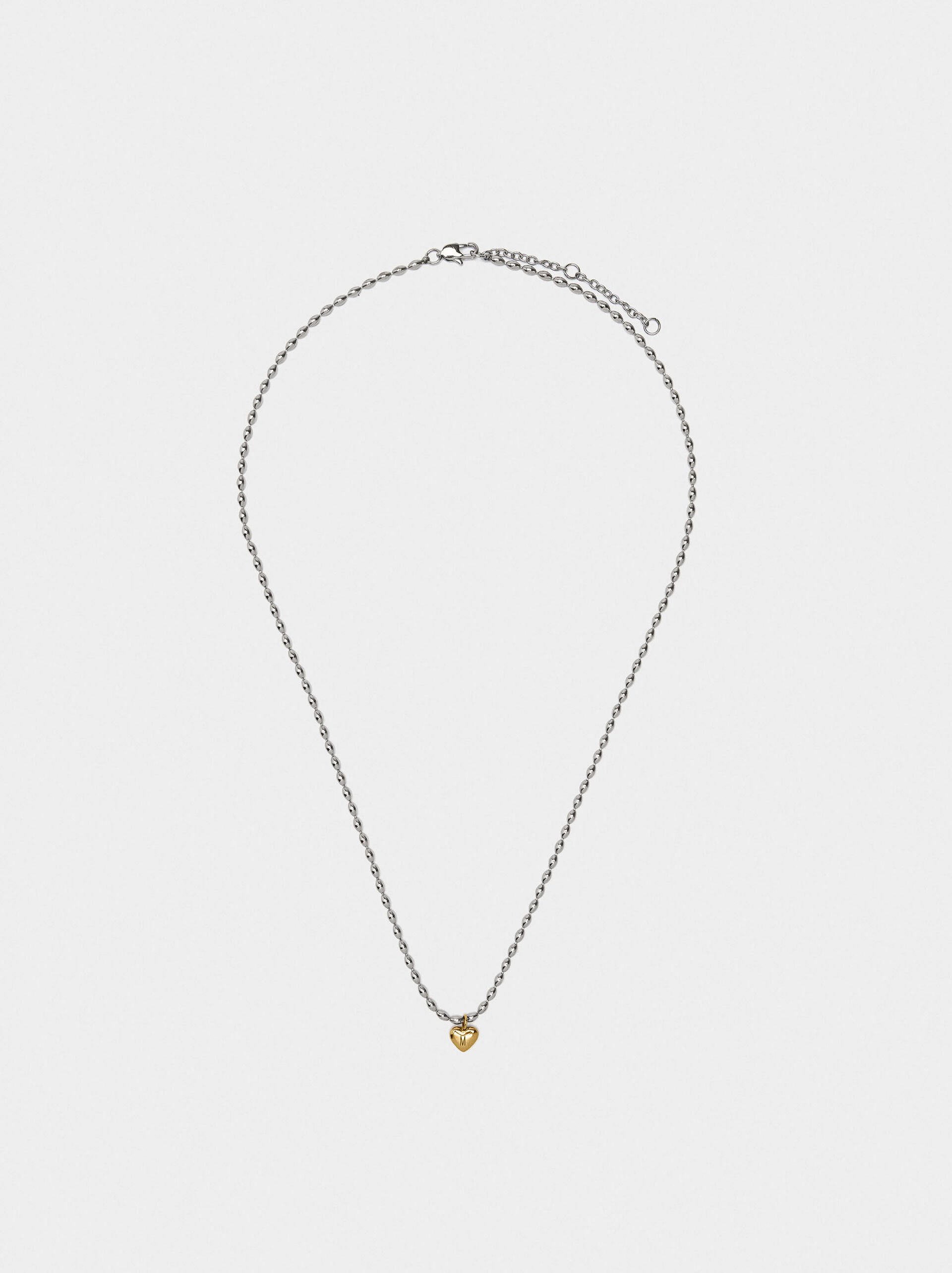 Bicolor necklace with heart pendant - stainless steel image number 2.0