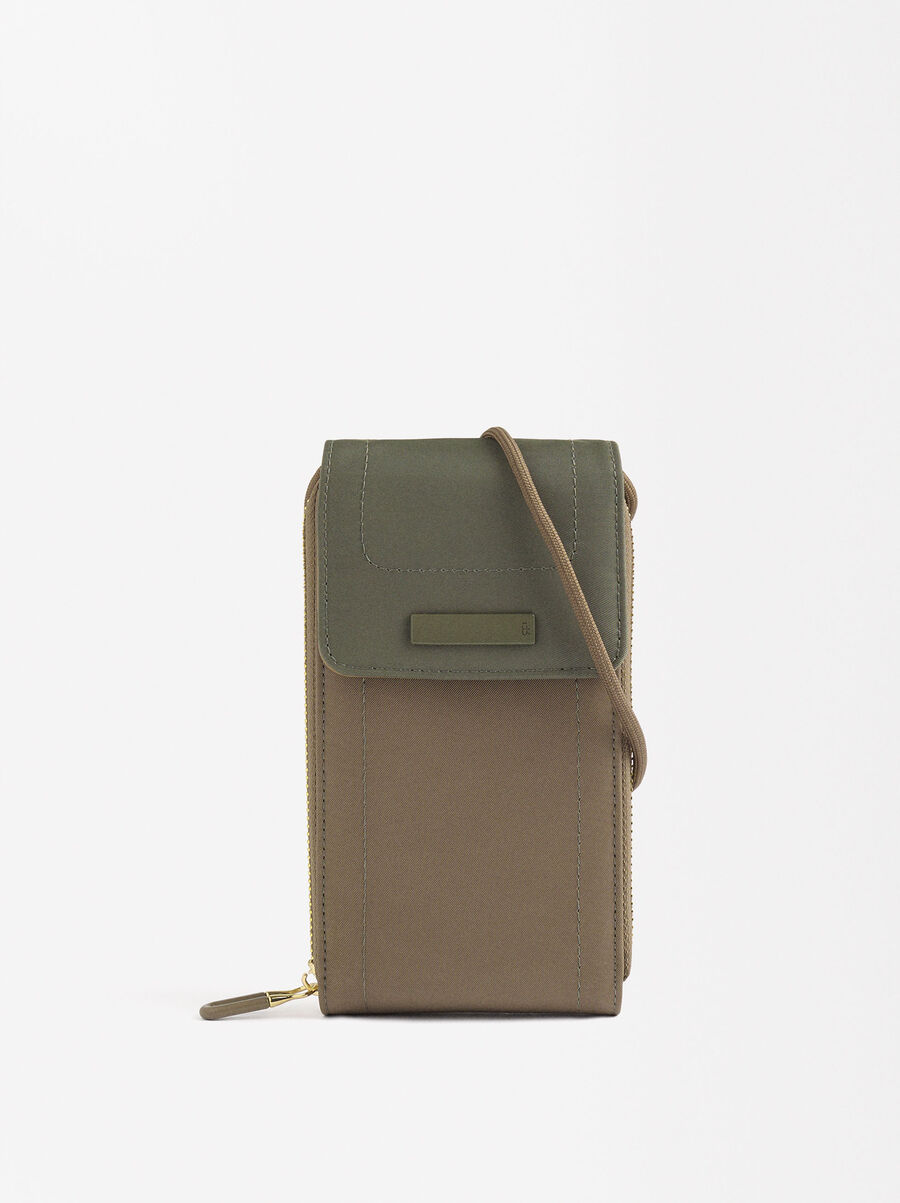 Nylon color block phone pouch