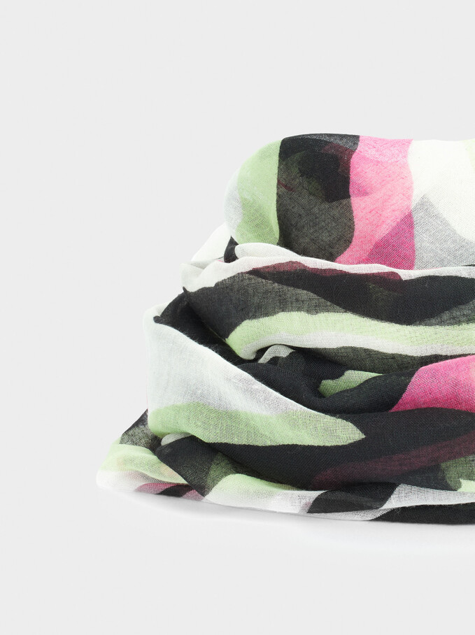 Printed Scarf Made From Recycled Materials, Ecru, hi-res