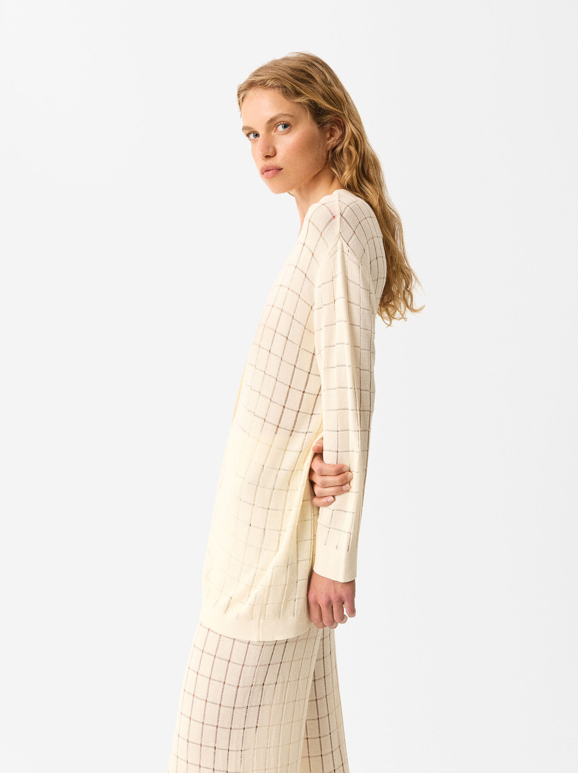Pointelle Knit Cardigan image number 2.0
