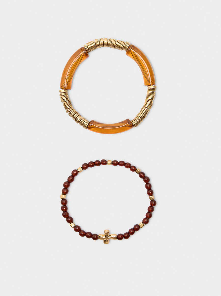 Set of elastic bracelets with stone effect
