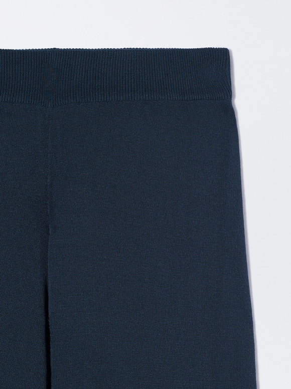 Pantalón Fluido Con Cintura Elástica, Azul Marino, hi-res