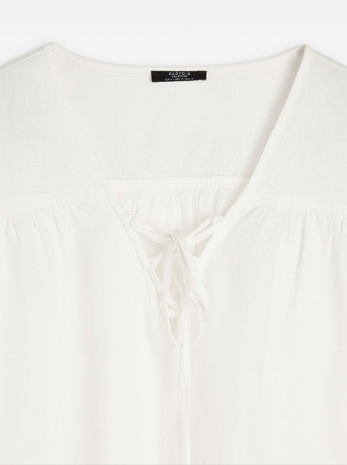 Blusa manga larga con lino
