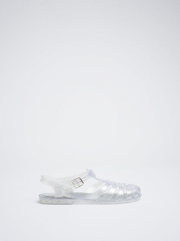 Online Exclusive - Jelly Sandals, Silver, hi-res