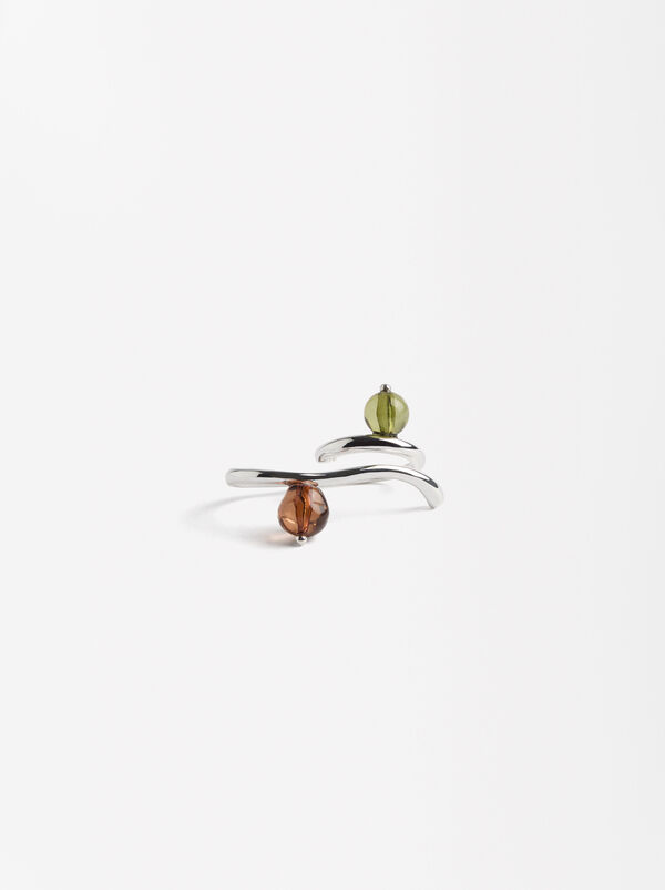Crossed ring with beads