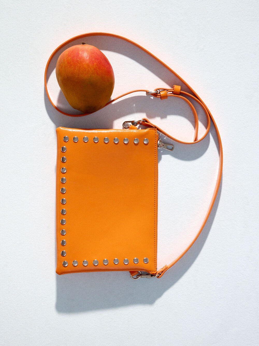 Double crossbody bag with studs