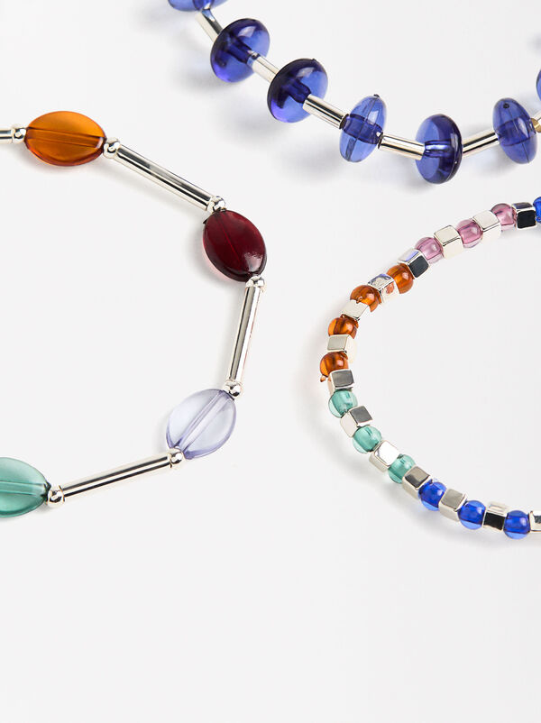 Multicolor elastic bracelet set